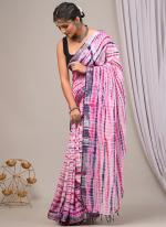 Pure Linen Cotton Baby Pink Casual Wear Pure Hand Work Saree